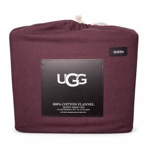 NEW UGG Queen Sheet Set 100% Cotton Flannel Deep Pocket Heathered Plum 4-Piece